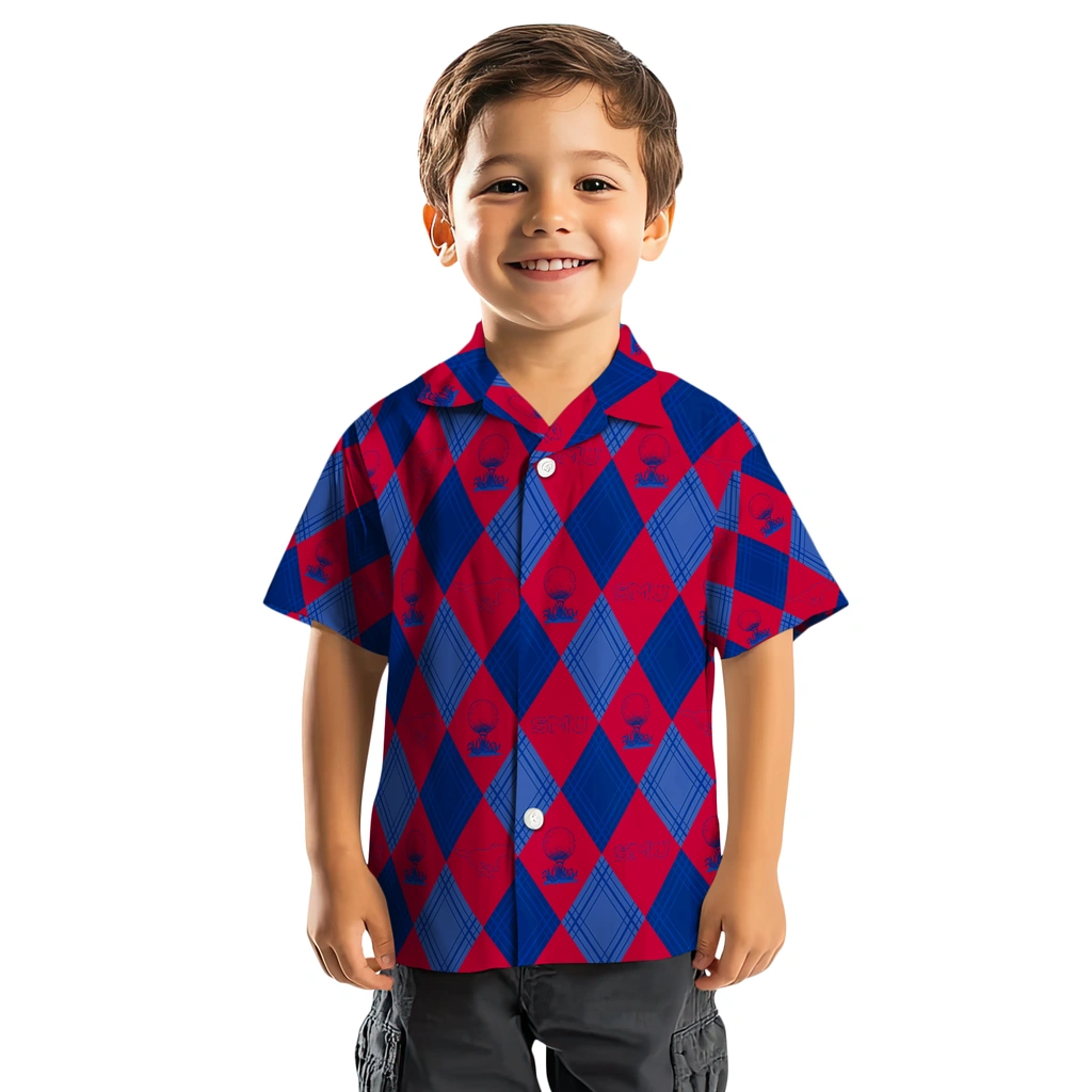 SMU Mustangs Hawaiian Shirt - Golfing Plaid smu mustangs balloon plaid blue hawaiian shirts top rated