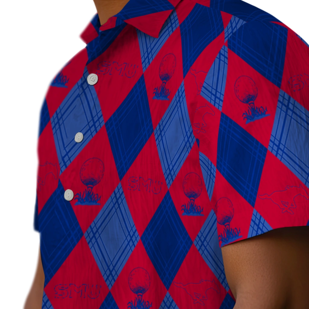 SMU Mustangs Hawaiian Shirt - Golfing Plaid smu mustangs balloon plaid blue hawaiian shirts trendy
