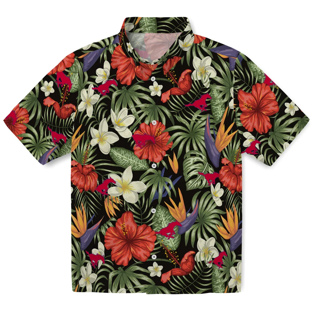 SMU Mustangs Hawaiian Shirt - Hawaii Floral Hibiscus smu mustangs hibiscus bird hawaiian shirts best selling