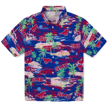 smu mustangs flamingo retreat blue hawaiian shirts best selling
