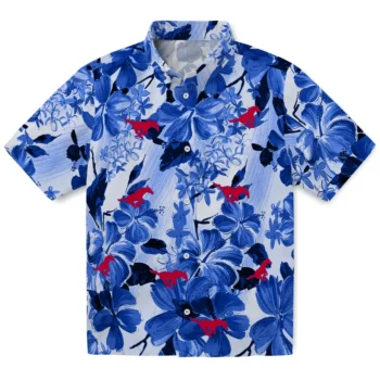 smu mustangs hibiscus arrangement blue hawaiian shirts best selling