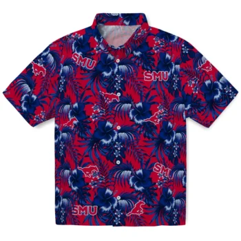 smu mustangs hibiscus exotic blue hawaiian shirts best selling