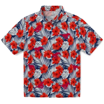 smu mustangs hibiscus fiesta red royal blue hawaiian shirts best selling