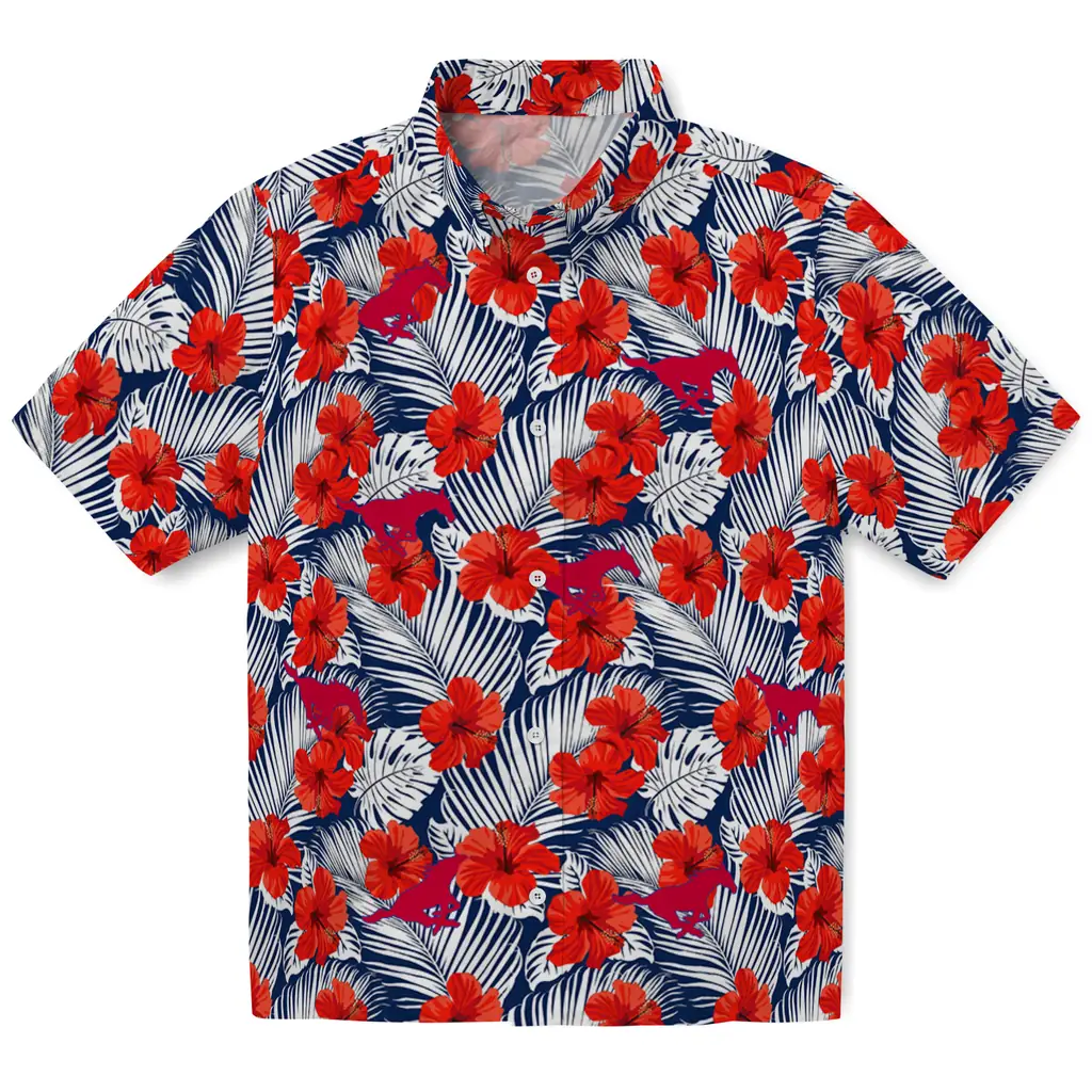 SMU Mustangs Hawaiian Shirt - Hibiscus Fiesta smu mustangs hibiscus fiesta red royal blue hawaiian shirts best selling
