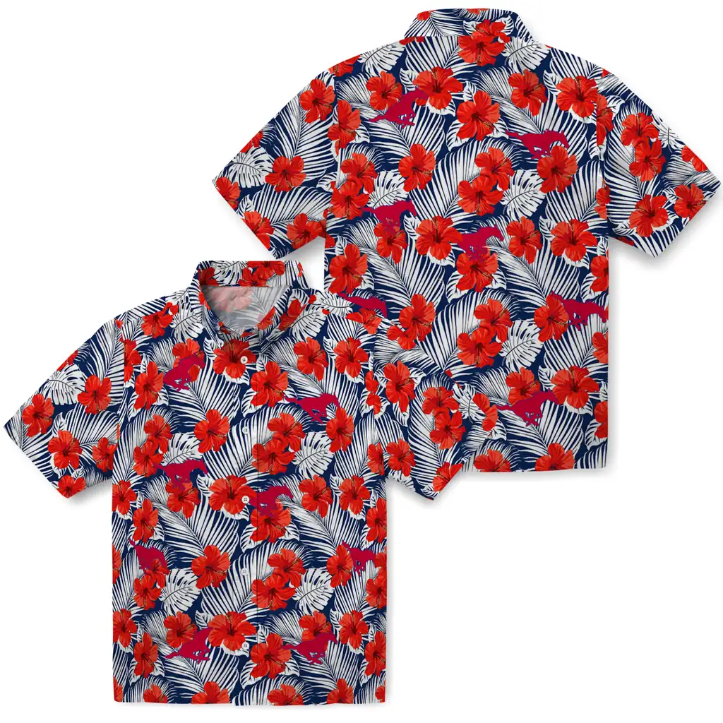 SMU Mustangs Hawaiian Shirt - Hibiscus Fiesta smu mustangs hibiscus fiesta red royal blue hawaiian shirts high quality