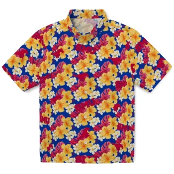 smu mustangs hibiscus tropics blue yellow hawaiian shirts best selling