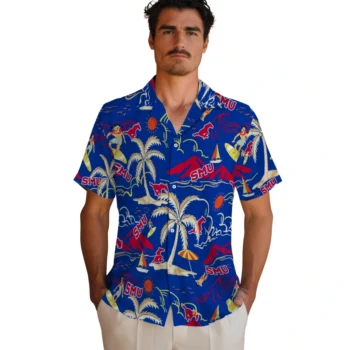 smu mustangs palm tree island blue hawaiian shirts fashion forward