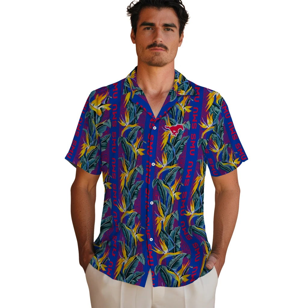 SMU Mustangs Hawaiian Shirt - Paradise Vines smu mustangs paradise vines blue hawaiian shirts fashion forward
