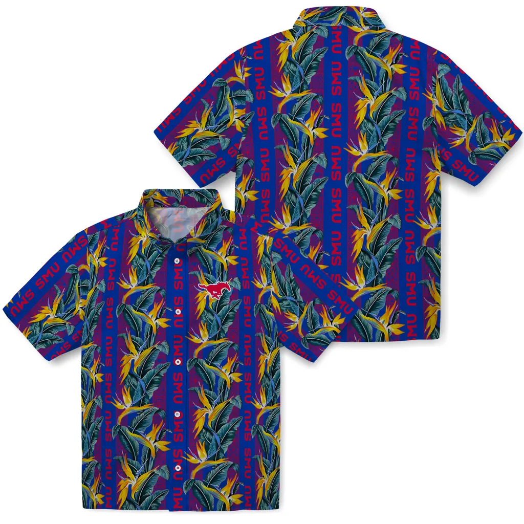 SMU Mustangs Hawaiian Shirt - Paradise Vines smu mustangs paradise vines blue hawaiian shirts high quality