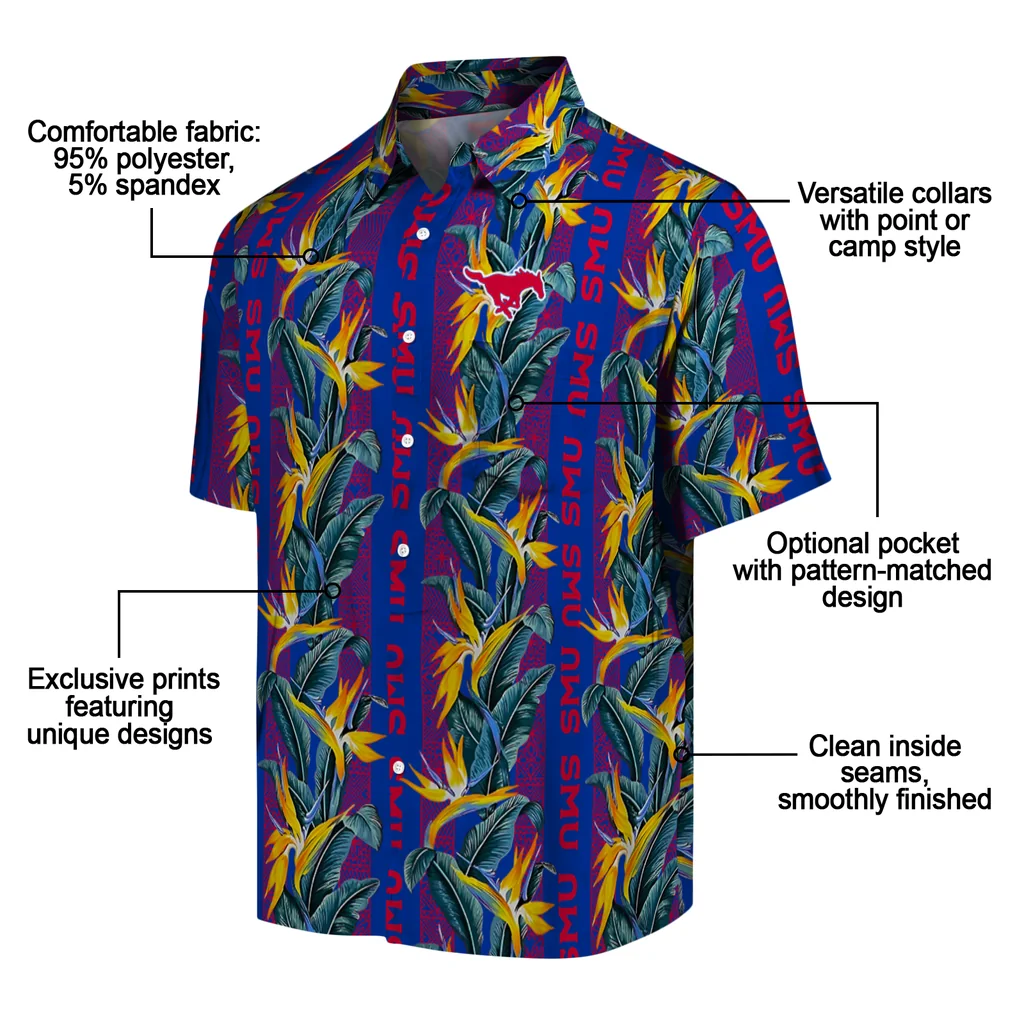 SMU Mustangs Hawaiian Shirt - Paradise Vines smu mustangs paradise vines blue hawaiian shirts new arrival