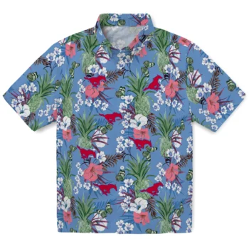 smu mustangs pineapple bouquet best sky blue hawaiian shirts best selling