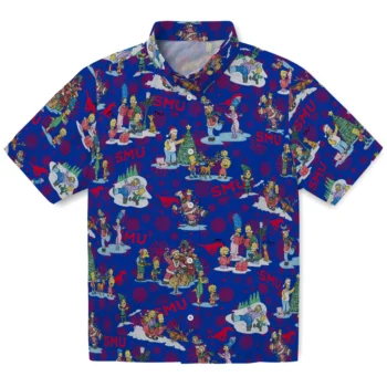 smu mustangs simpsons christmas blue hawaiian shirts best selling