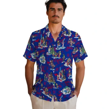 smu mustangs simpsons christmas blue hawaiian shirts fashion forward