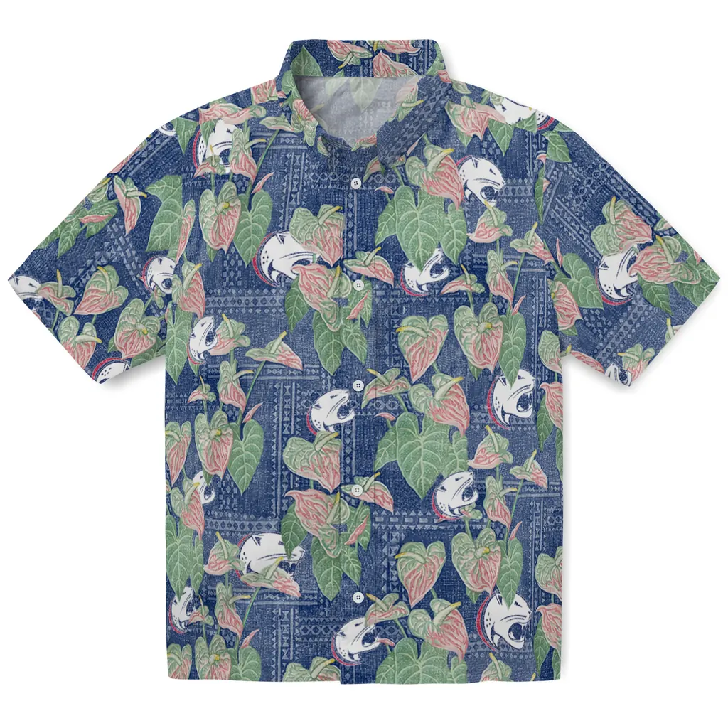 South Alabama Jaguars Hawaiian Shirt - Anthurium Overlay south alabama jaguars anthurium overlay blue hawaiian shirts best selling