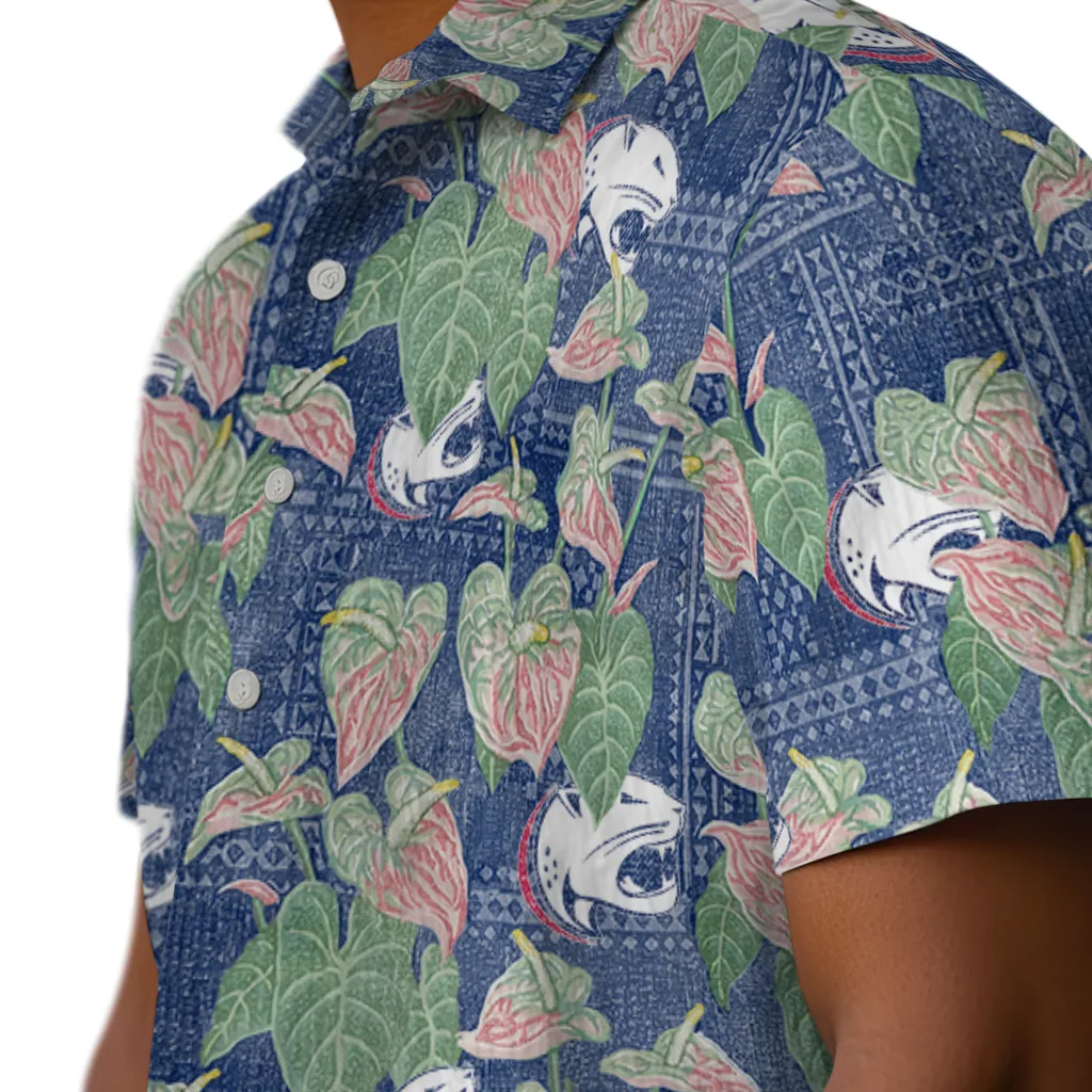South Alabama Jaguars Hawaiian Shirt - Anthurium Overlay south alabama jaguars anthurium overlay blue hawaiian shirts trendy