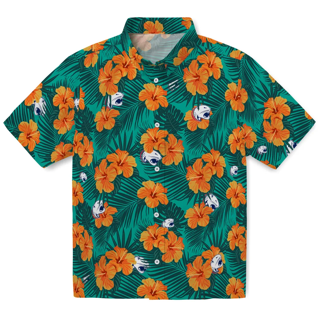South Alabama Jaguars Hawaiian Shirt - Hibiscus and Palm Leaves south alabama jaguars hibiscus escape green hawaiian shirts best selling