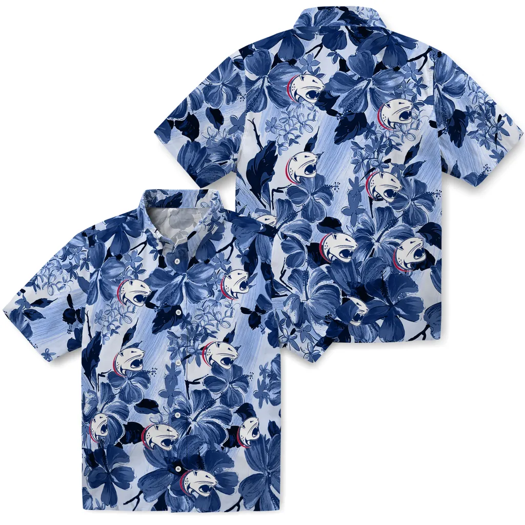 South Alabama Jaguars Hawaiian Shirt - Hibiscus Arrangement south alabama jaguars hibiscus arrangement blue hawaiian shirts high quality