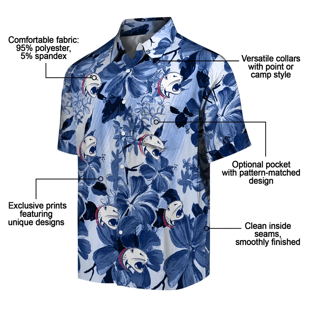 South Alabama Jaguars Hawaiian Shirt - Hibiscus Arrangement south alabama jaguars hibiscus arrangement blue hawaiian shirts new arrival