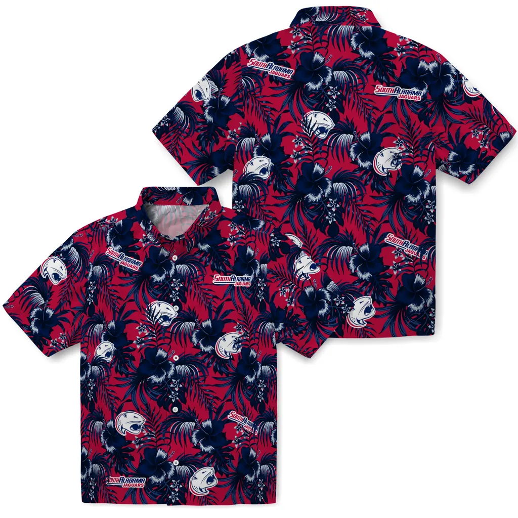 South Alabama Jaguars Hawaiian Shirt - Hibiscus Exotic south alabama jaguars hibiscus exotic blue hawaiian shirts high quality