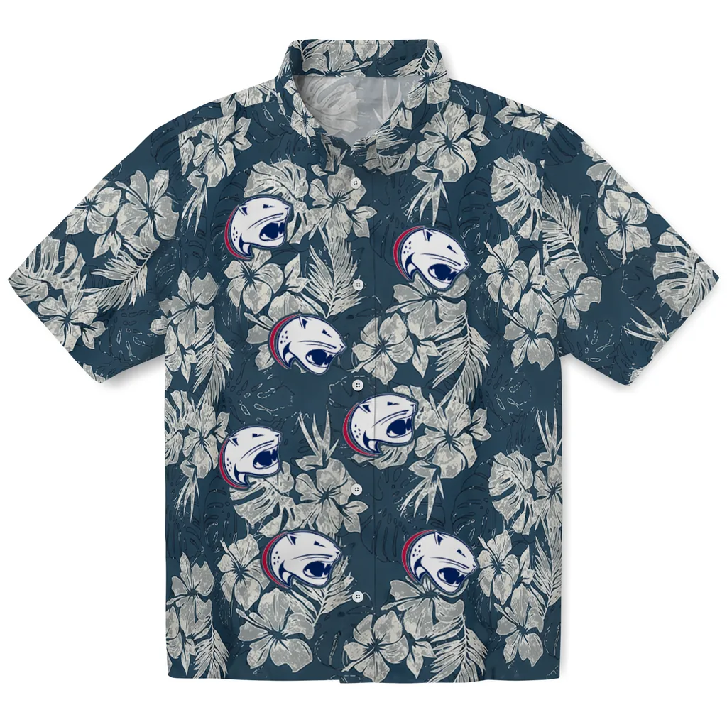 South Alabama Jaguars Hawaiian Shirt - Hibiscus Flowers south alabama jaguars hibiscus flowers navy blue hawaiian shirts best selling