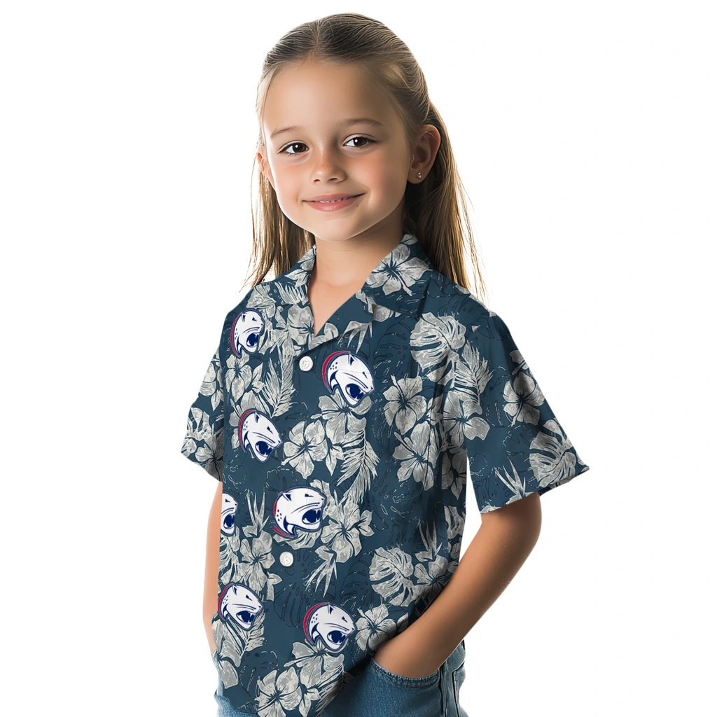 South Alabama Jaguars Hawaiian Shirt - Hibiscus Flowers south alabama jaguars hibiscus flowers navy blue hawaiian shirts premium grade