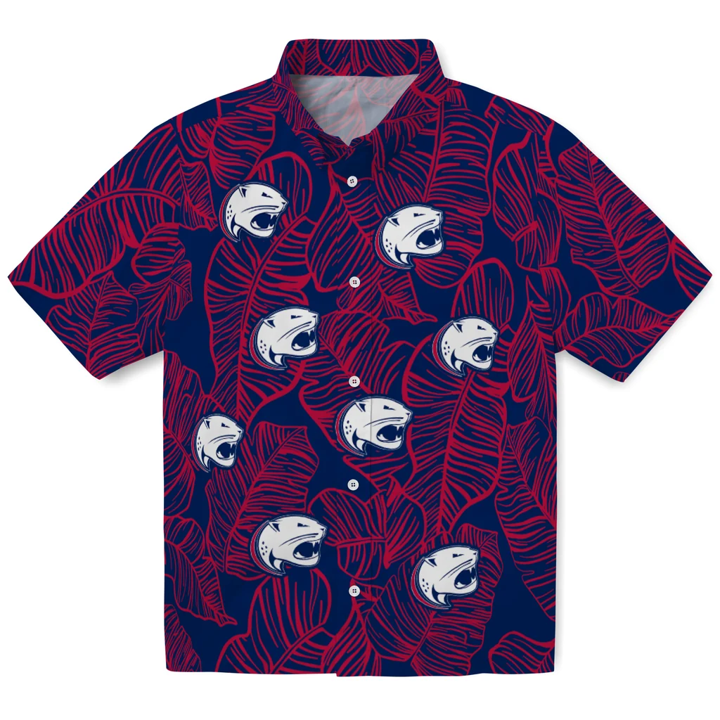 South Alabama Jaguars Hawaiian Shirt - Leaf Outline south alabama jaguars leaf outline blue hawaiian shirts best selling