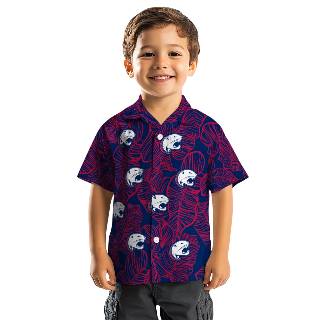 South Alabama Jaguars Hawaiian Shirt - Leaf Outline south alabama jaguars leaf outline blue hawaiian shirts top rated