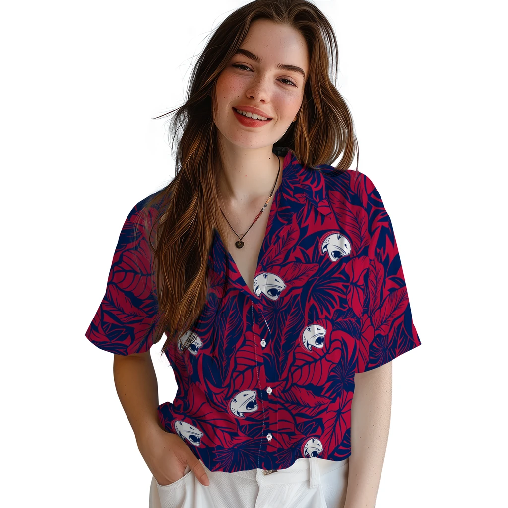 South Alabama Jaguars Hawaiian Shirt - Monstera Layer south alabama jaguars monstera layer blue hawaiian shirts latest model