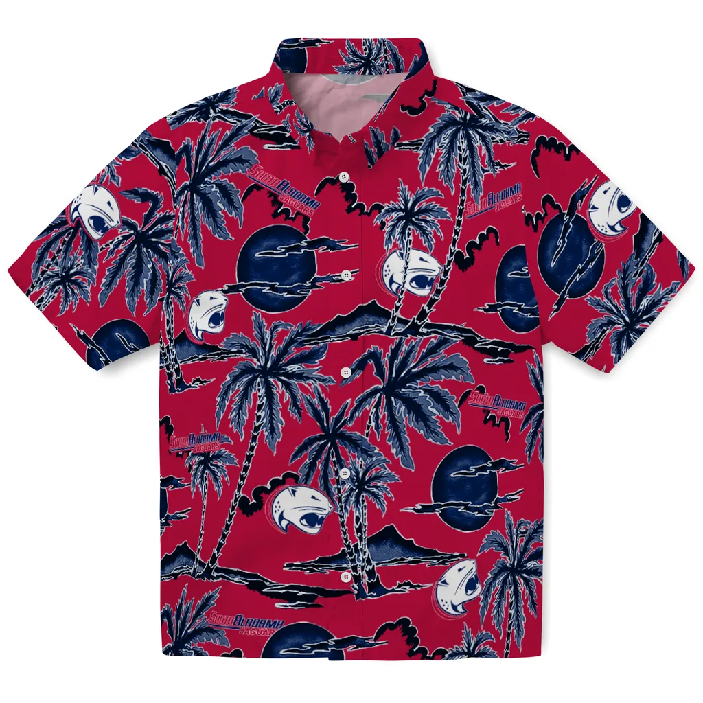 South Alabama Jaguars Hawaiian Shirt - Palm Sunset south alabama jaguars palm sunset hawaiian shirts best selling