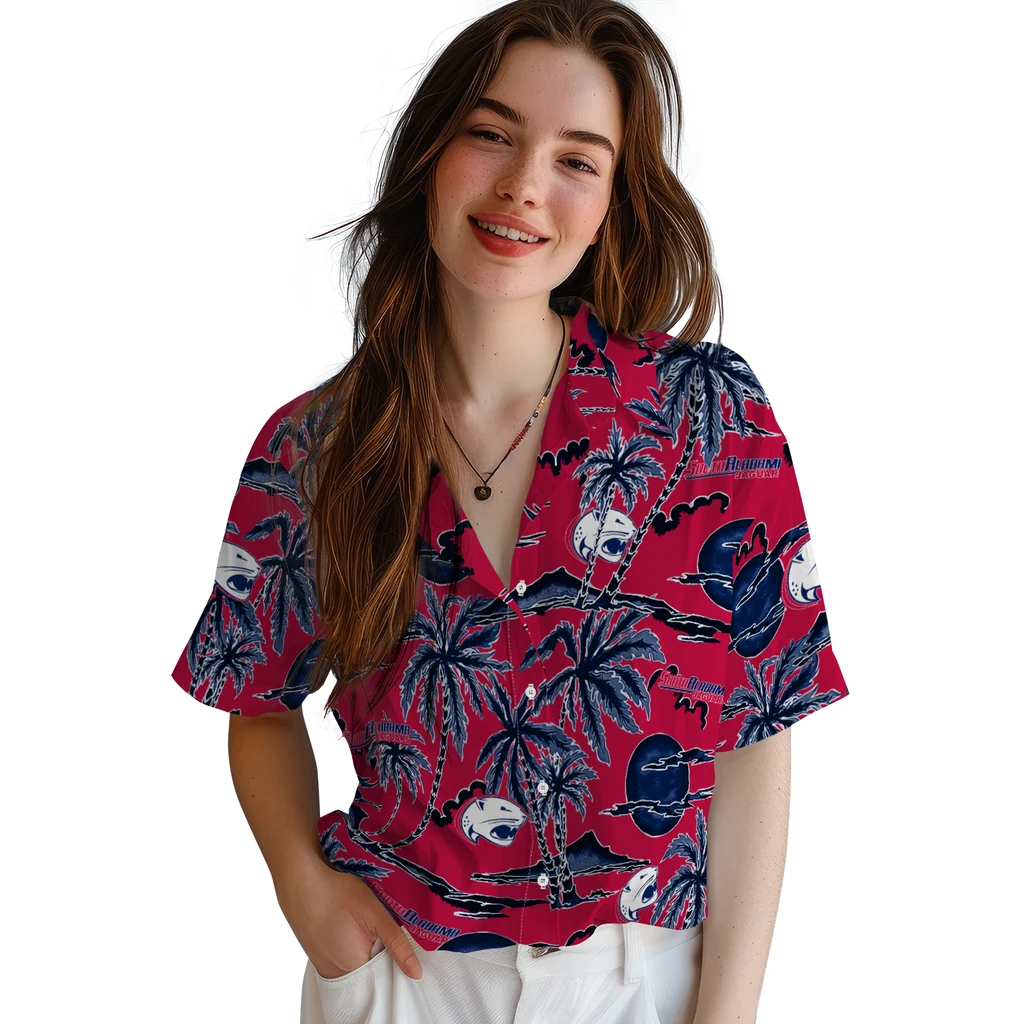 South Alabama Jaguars Hawaiian Shirt - Palm Sunset south alabama jaguars palm sunset hawaiian shirts latest model