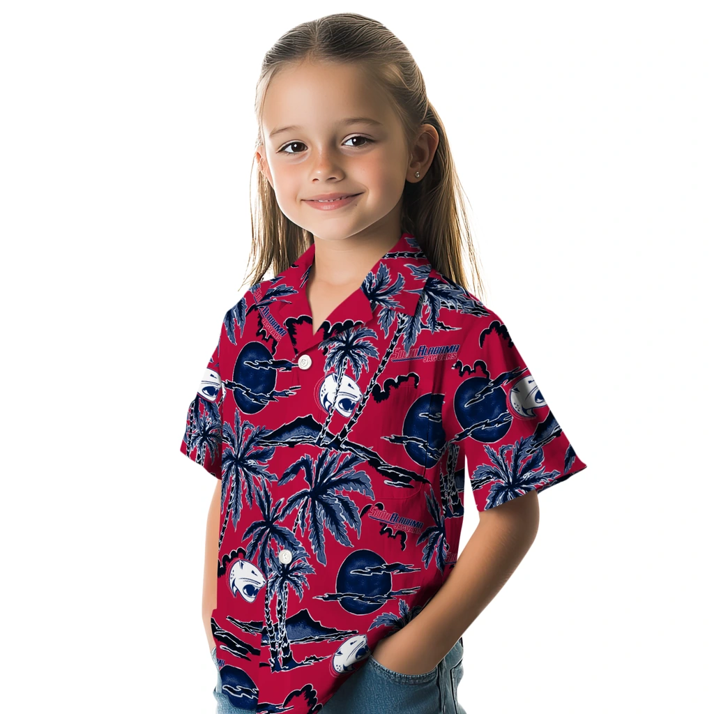 South Alabama Jaguars Hawaiian Shirt - Palm Sunset south alabama jaguars palm sunset hawaiian shirts premium grade