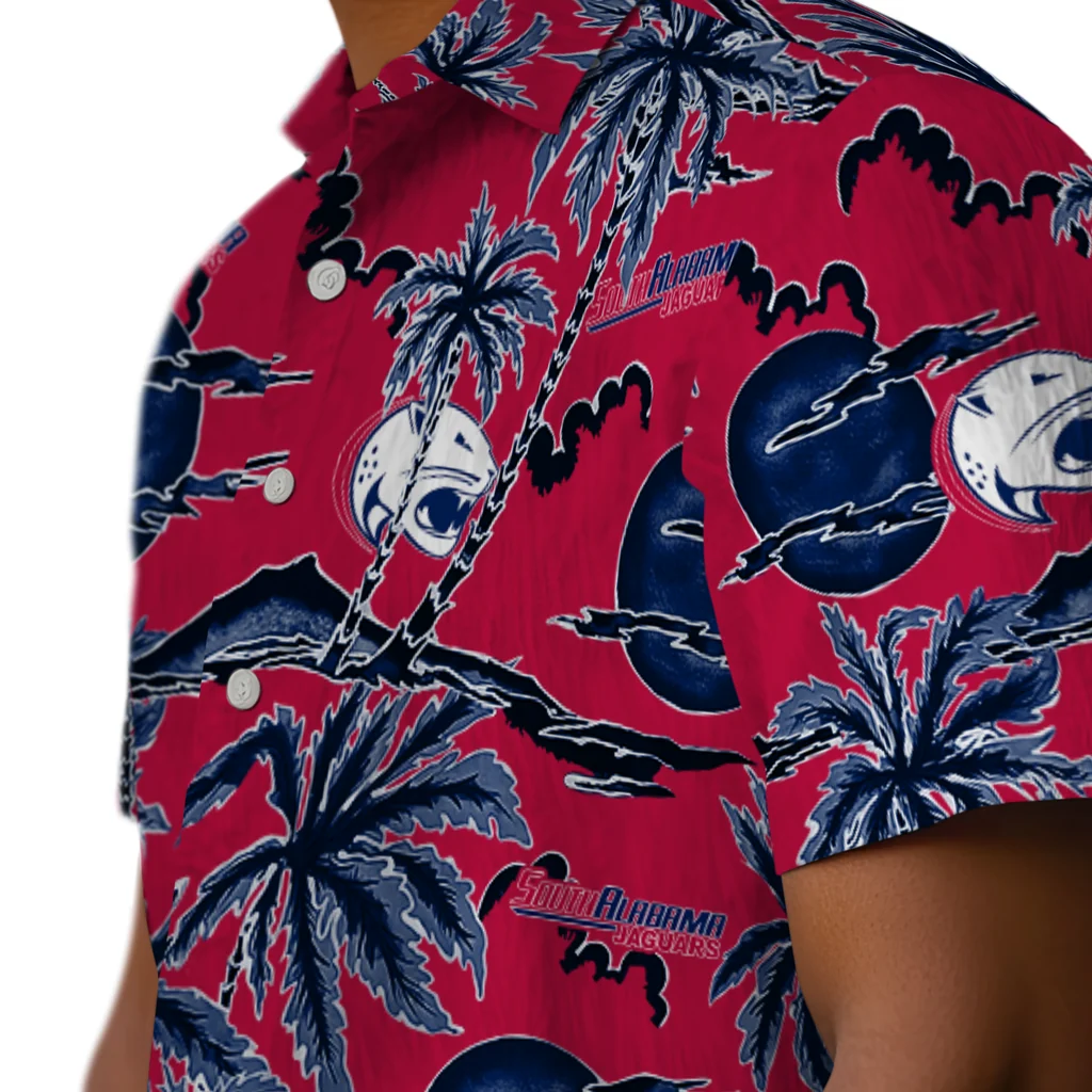 South Alabama Jaguars Hawaiian Shirt - Palm Sunset south alabama jaguars palm sunset hawaiian shirts trendy