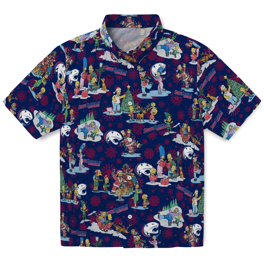 South Alabama Jaguars Hawaiian Shirt - Simpsons Christmas south alabama jaguars simpsons christmas blue hawaiian shirts best selling