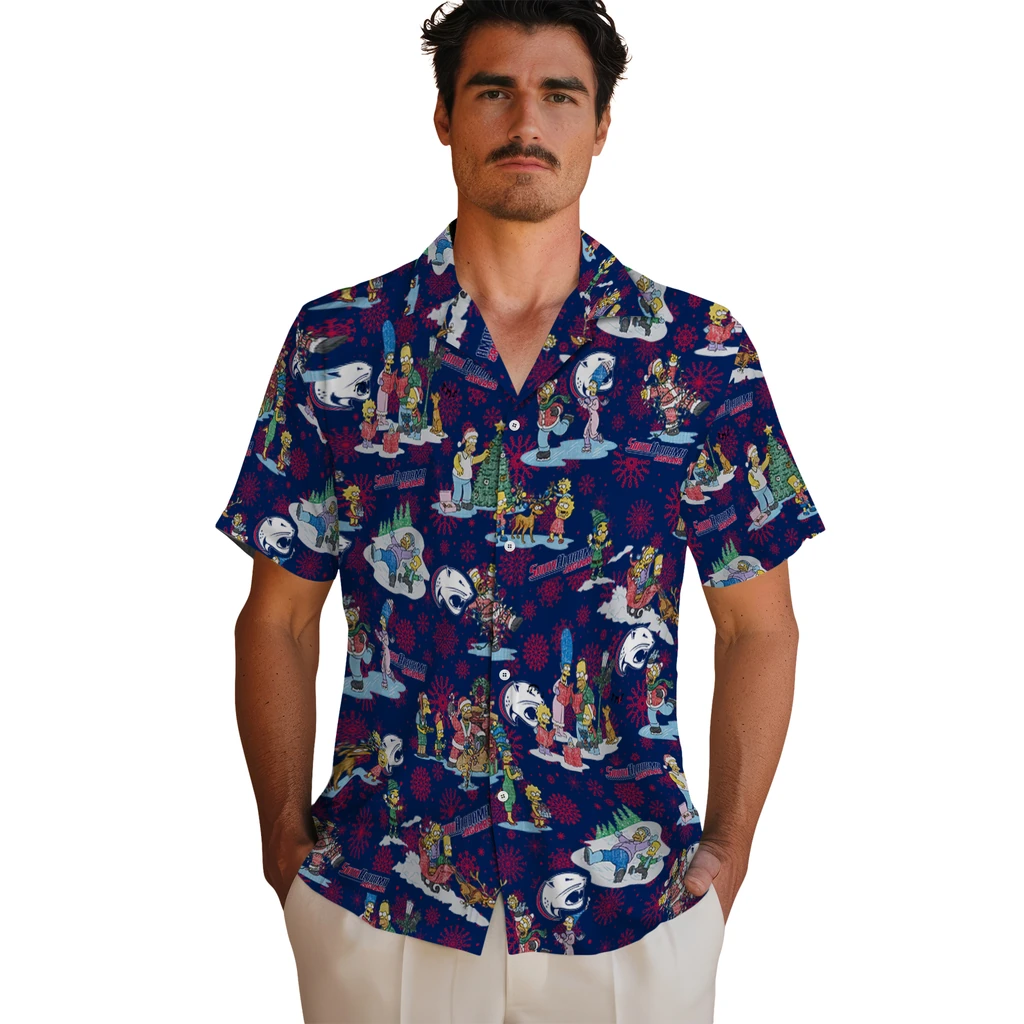South Alabama Jaguars Hawaiian Shirt - Simpsons Christmas south alabama jaguars simpsons christmas blue hawaiian shirts fashion forward