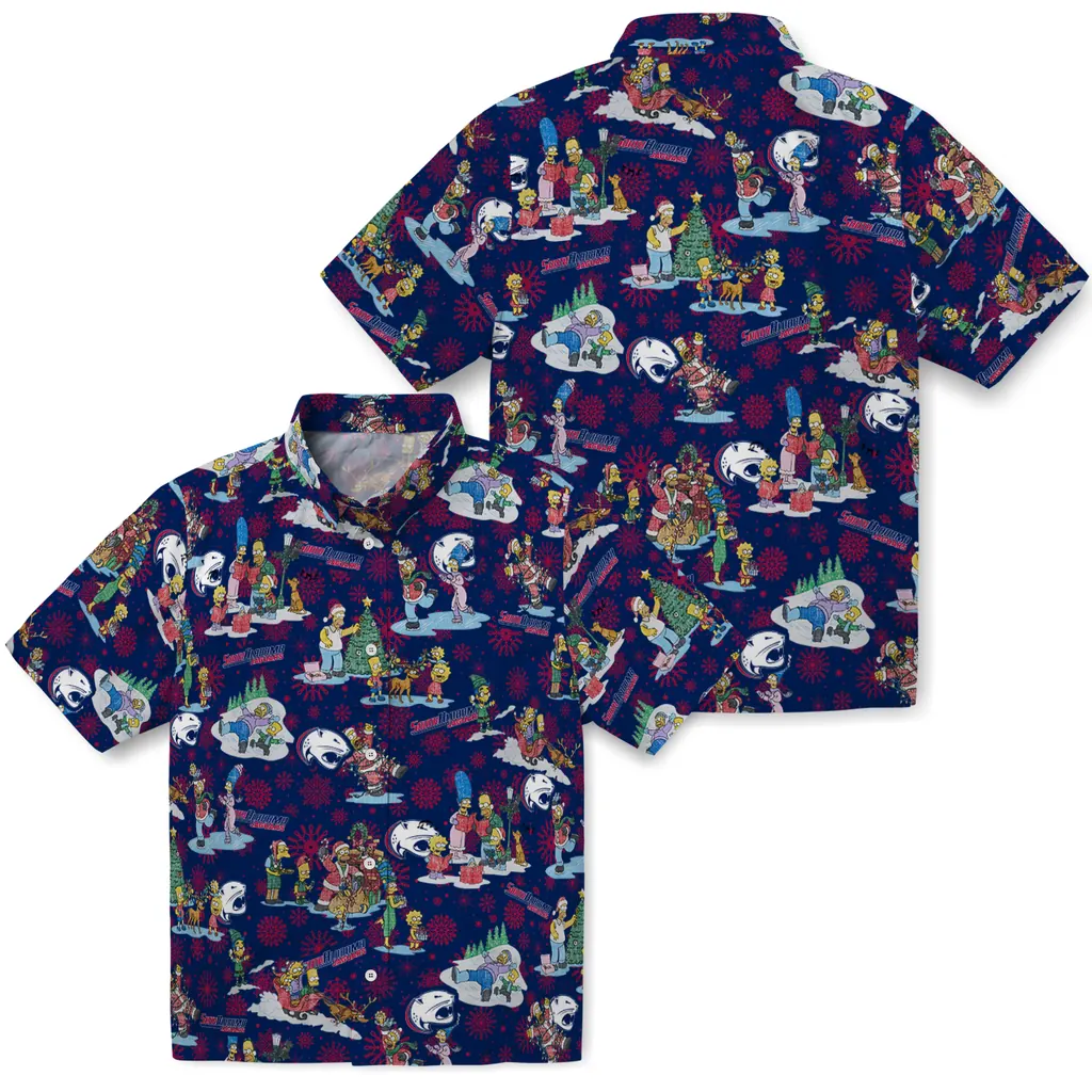 South Alabama Jaguars Hawaiian Shirt - Simpsons Christmas south alabama jaguars simpsons christmas blue hawaiian shirts high quality