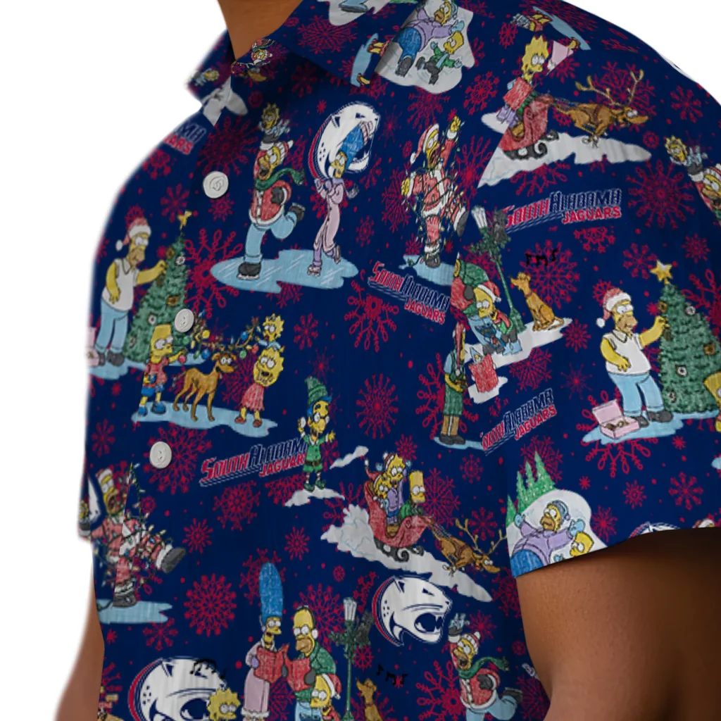 South Alabama Jaguars Hawaiian Shirt - Simpsons Christmas south alabama jaguars simpsons christmas blue hawaiian shirts trendy