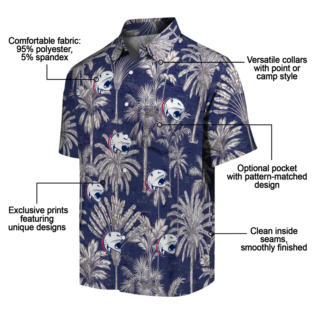 South Alabama Jaguars Hawaiian Shirt - Vintage Palm Tree south alabama jaguars palm shadows blue hawaiian shirts new arrival