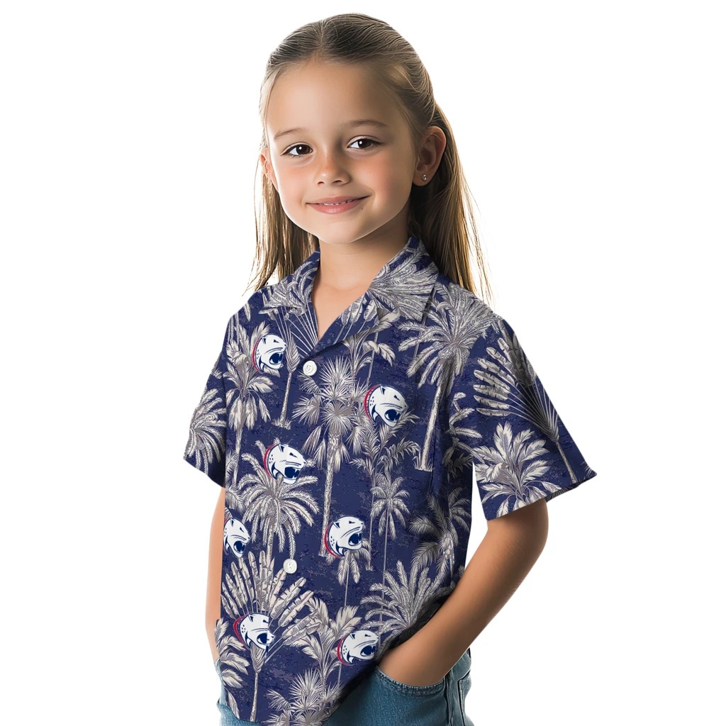 South Alabama Jaguars Hawaiian Shirt - Vintage Palm Tree south alabama jaguars palm shadows blue hawaiian shirts premium grade