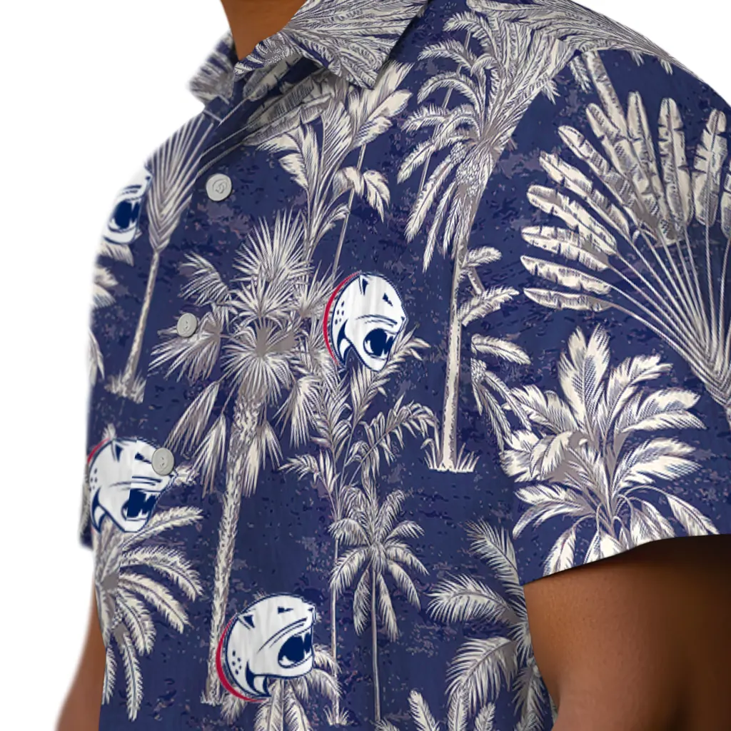 South Alabama Jaguars Hawaiian Shirt - Vintage Palm Tree south alabama jaguars palm shadows blue hawaiian shirts trendy
