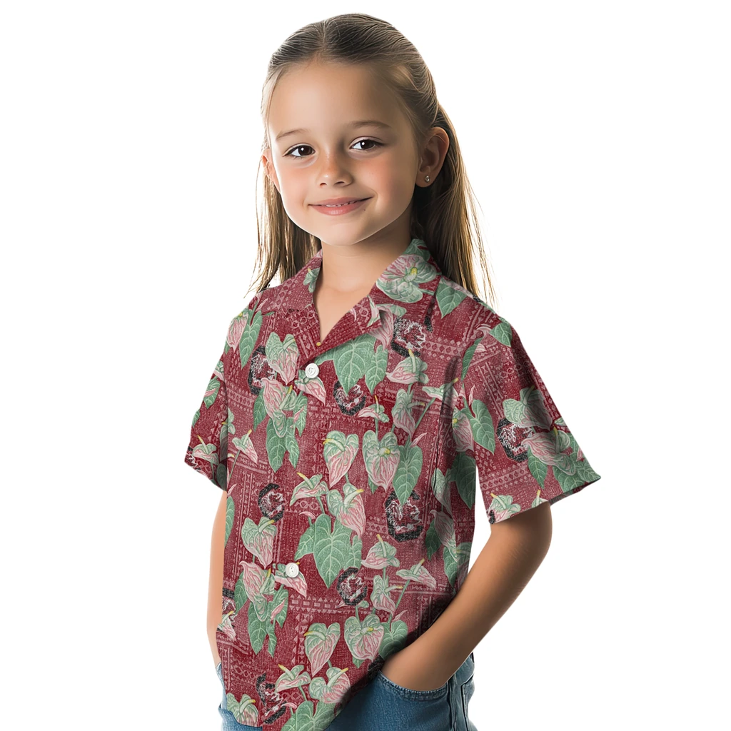South Carolina Gamecocks Hawaiian Shirt - Anthurium Overlay south carolina gamecocks anthurium overlay garnet hawaiian shirts premium grade