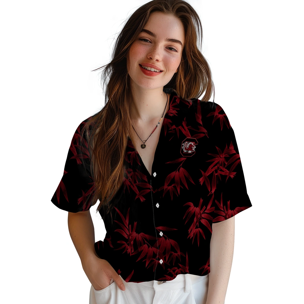South Carolina Gamecocks Hawaiian Shirt - Bamboo Branches south carolina gamecocks bamboo branches garnet black hawaiian shirts latest model