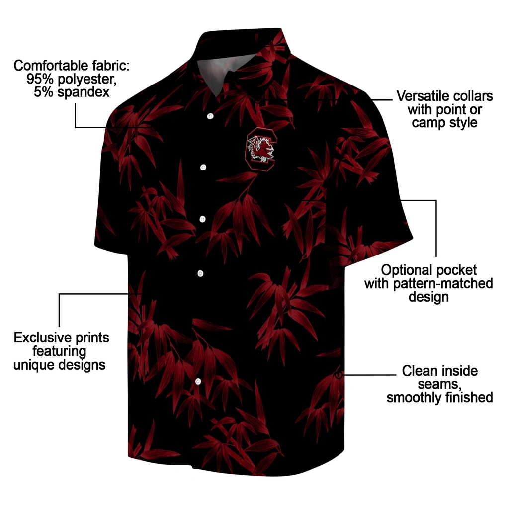 South Carolina Gamecocks Hawaiian Shirt - Bamboo Branches south carolina gamecocks bamboo branches garnet black hawaiian shirts new arrival