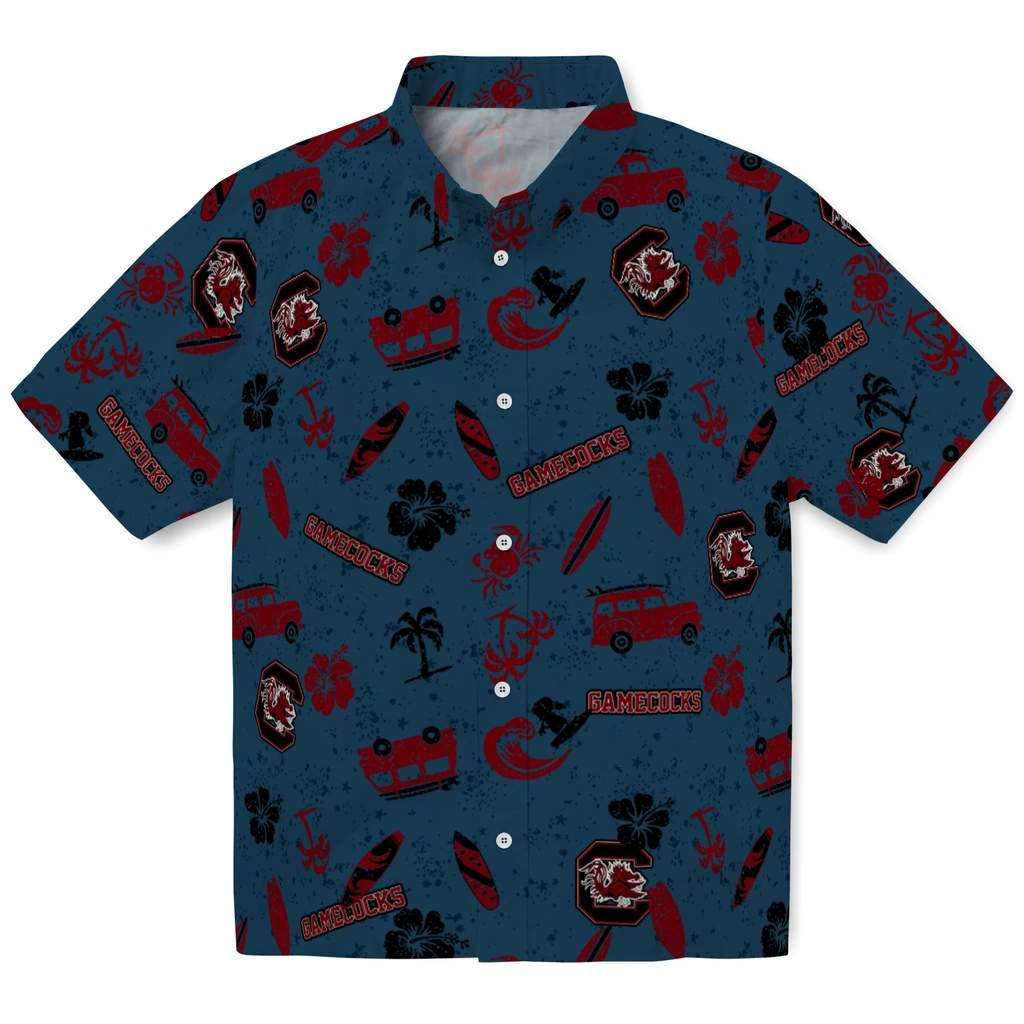 South Carolina Gamecocks Hawaiian Shirt - Beach Vibe south carolina gamecocks beach vibe navy hawaiian shirts best selling