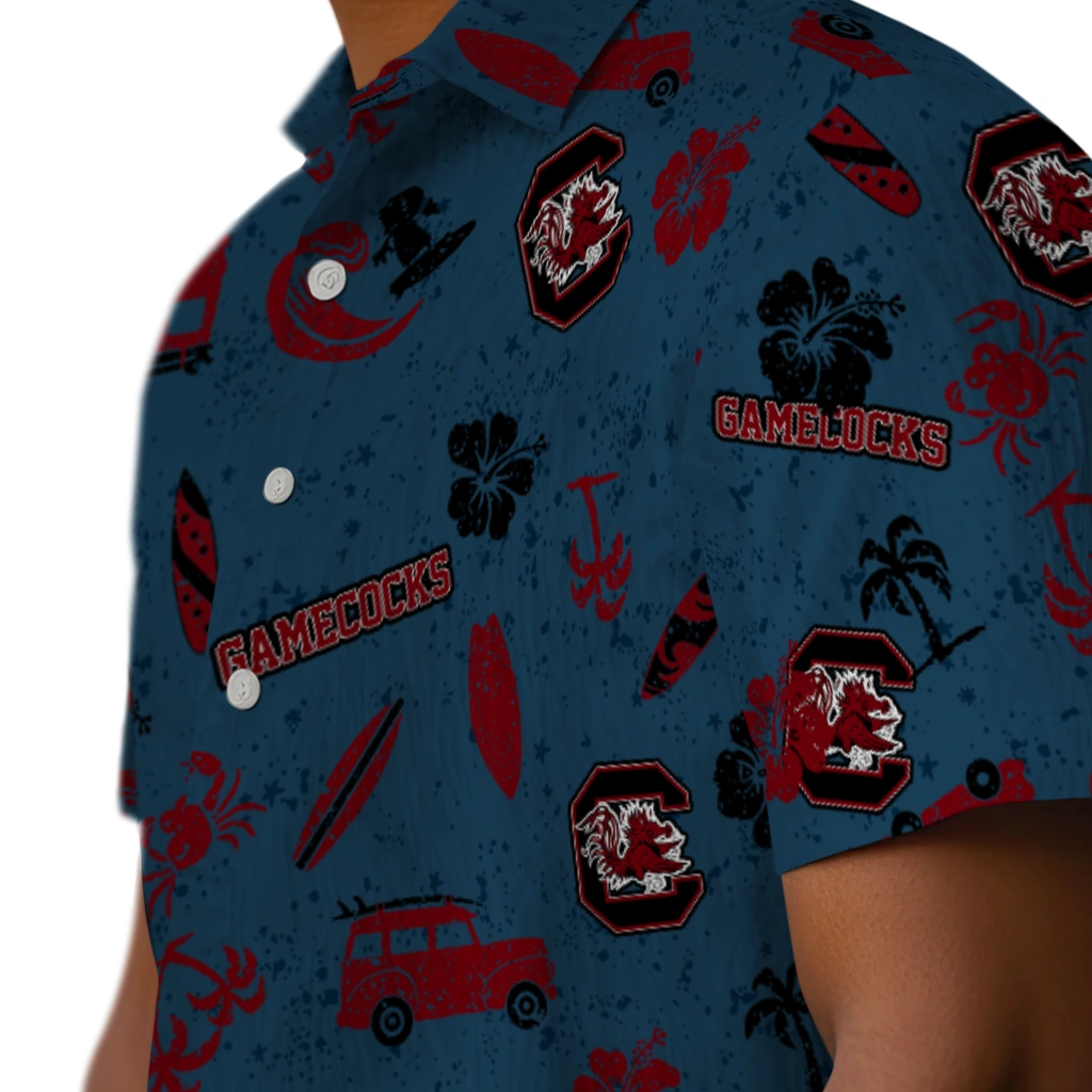 South Carolina Gamecocks Hawaiian Shirt - Beach Vibe south carolina gamecocks beach vibe navy hawaiian shirts trendy