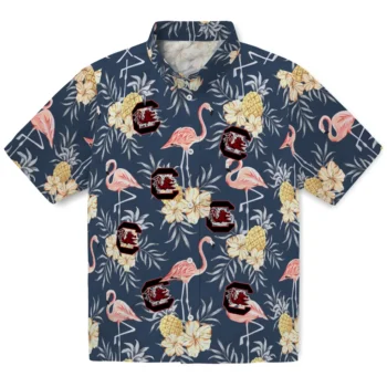south carolina gamecocks flamingo hibiscus navy hawaiian shirts best selling