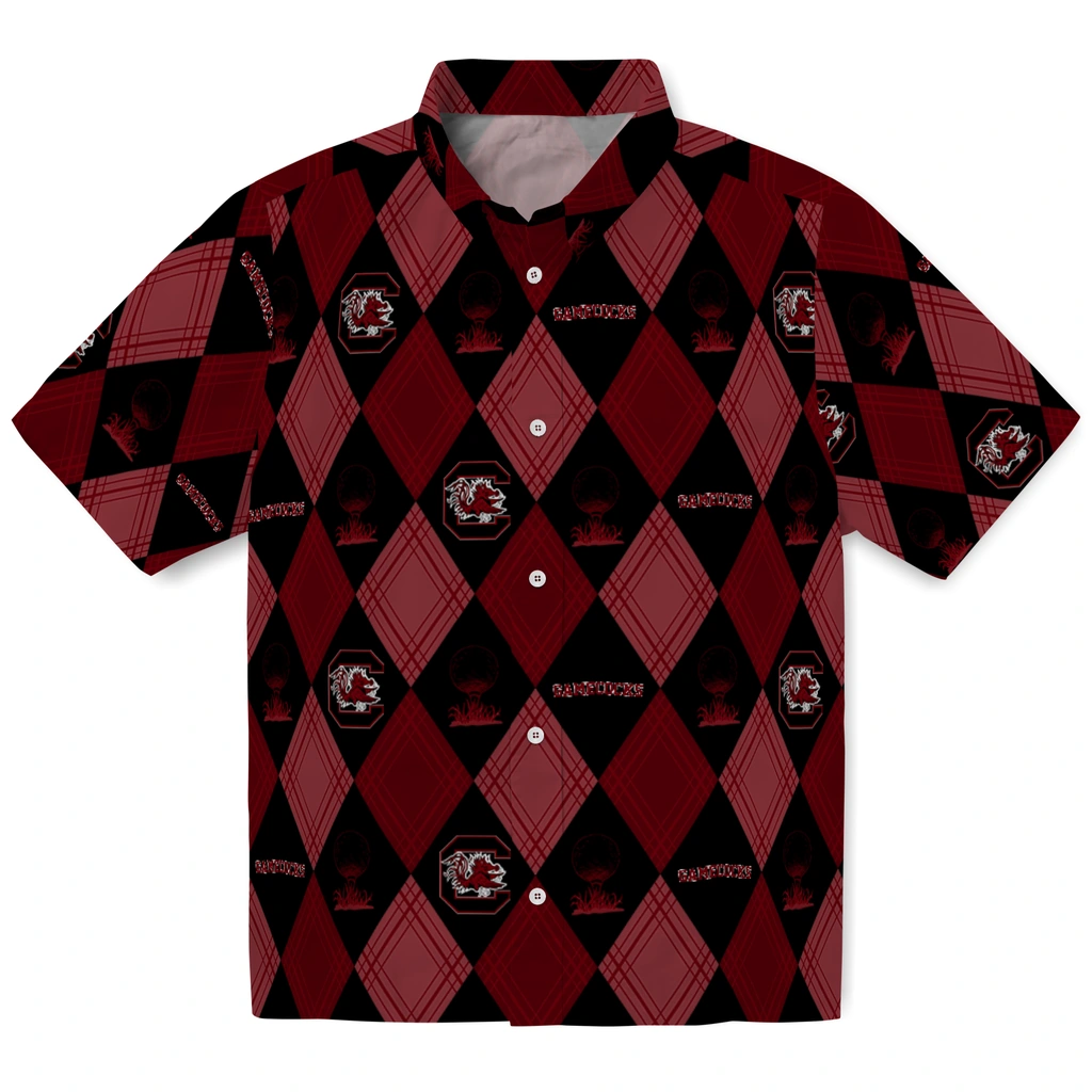 South Carolina Gamecocks Hawaiian Shirt - Golfing Plaid south carolina gamecocks balloon plaid garnet hawaiian shirts best selling