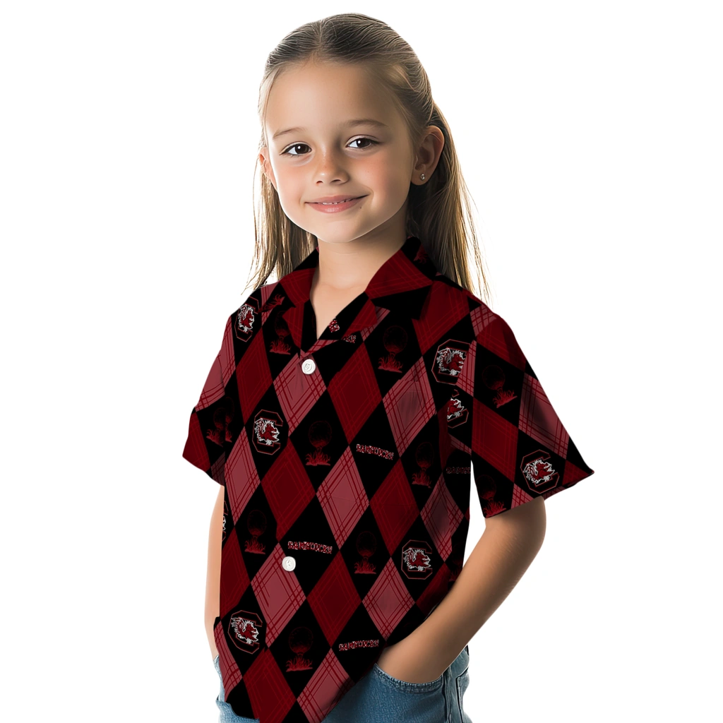 South Carolina Gamecocks Hawaiian Shirt - Golfing Plaid south carolina gamecocks balloon plaid garnet hawaiian shirts premium grade