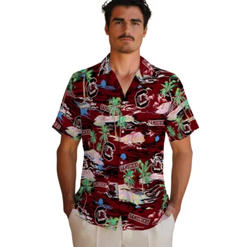 south carolina gamecocks flamingo retreat garnet hawaiian shirts fashion forward