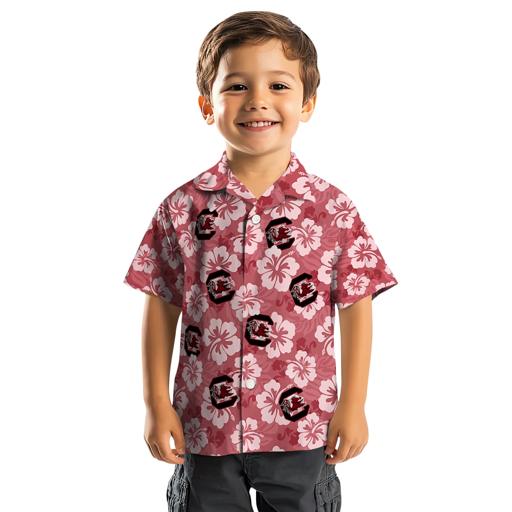 South Carolina Gamecocks Hawaiian Shirt - Hibiscus Cluster south carolina gamecocks hibiscus cluster garnet hawaiian shirts top rated