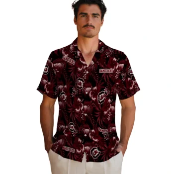 south carolina gamecocks hibiscus exotic garnet hawaiian shirts fashion forward